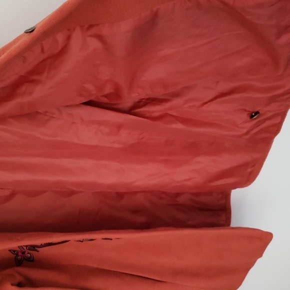 Bob Mackie orange fleece jacket, embroidery, wearable art, artisan women size M - Picture 9 of 9